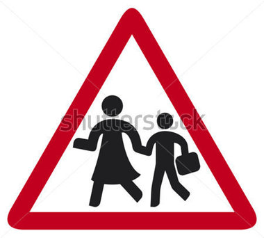 Traffic Sign School Roadsign With Warning For Crossing Schoolkids