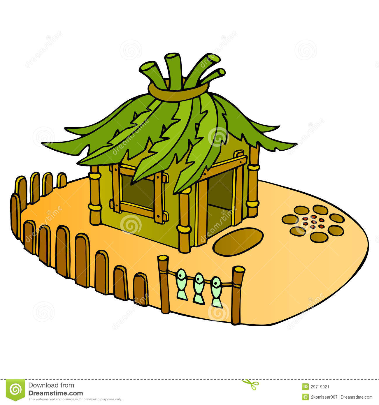 Tropical House  Vacation On Island  Vector Illustration