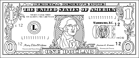 Us One Dollar Bill Coloring Page Printout   Enchanted Learning