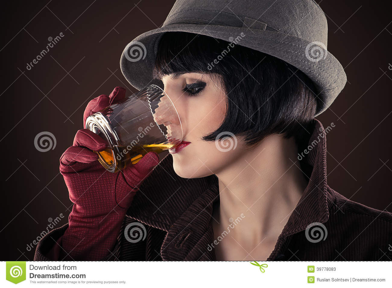 Woman Detective Drinking Whiskey Stock Photo   Image  39778083
