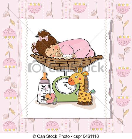 Art Of Baby Girl On On Weighing Scale Csp10461118   Search Clipart    