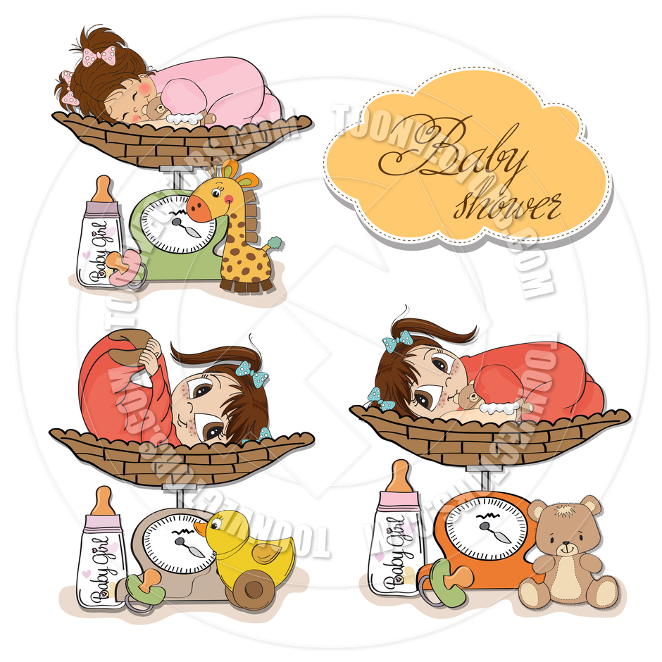 Baby Girl On Weighing Scale Items Set By Claudia Balasoiu   Toon    