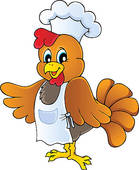 Cartoon Chicken Chef   Clipart Graphic