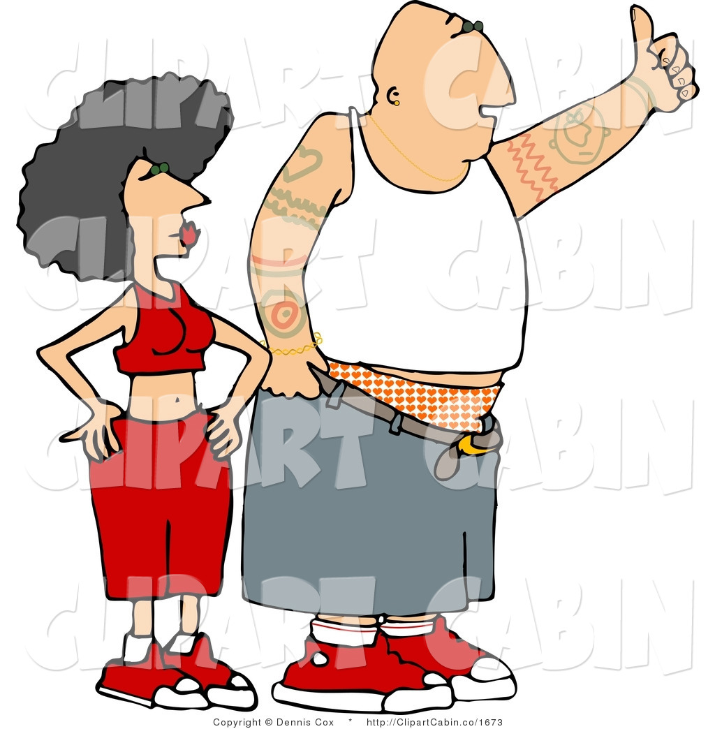 Clip Art Cartoon Of A Pair Of Caucasian People  A Gangster Man And    