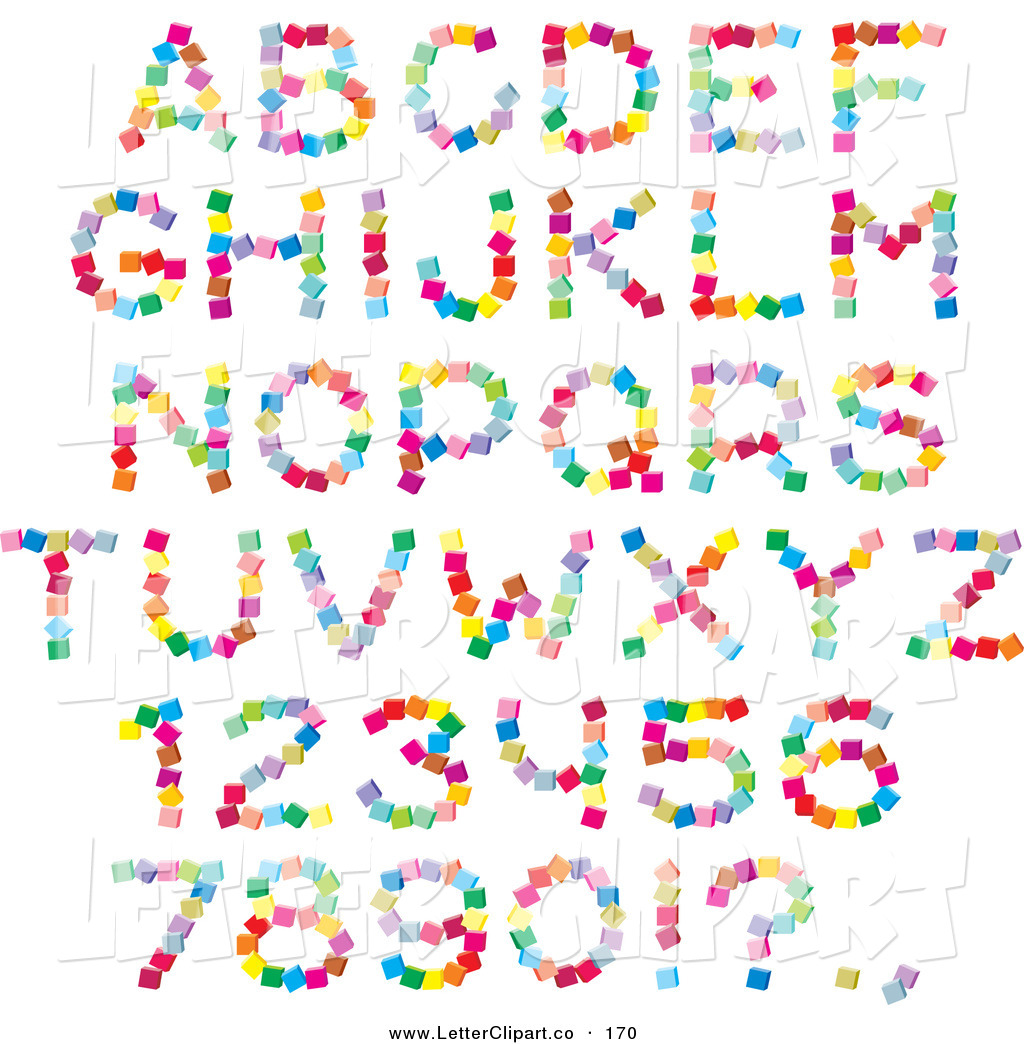 Clip Art Of An Alphabet Set Of Colorful Letters Numbers And    