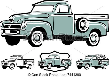 Clipart Of Vintage Pick Up Truck   Vector Illustration Of Vintage
