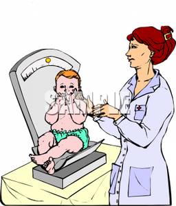 Clipart Picture  A Baby Sitting On A Doctor S Scale