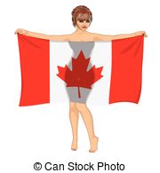 Girl Behind The Flag   Sexy Girl Behind The Flag Of Canada