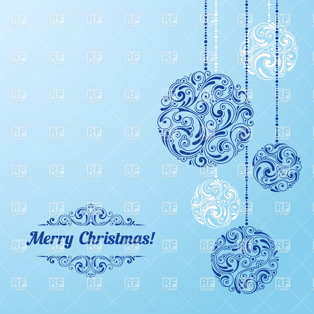 Hanging Ornament Christmas Balls On Blue Background Download Royalty