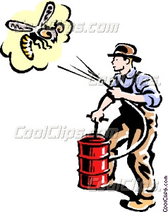 Man Spraying Bugs Exterminator Vector Clip Art