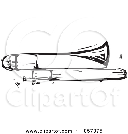 Of A Black And White Woodcut Styled Trombone By Xunantunich  1057975