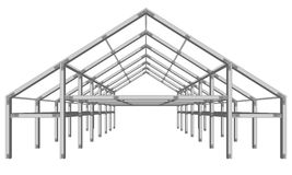 Steel Frame Wide Building Project Scheme Isolated On White Stock Photo