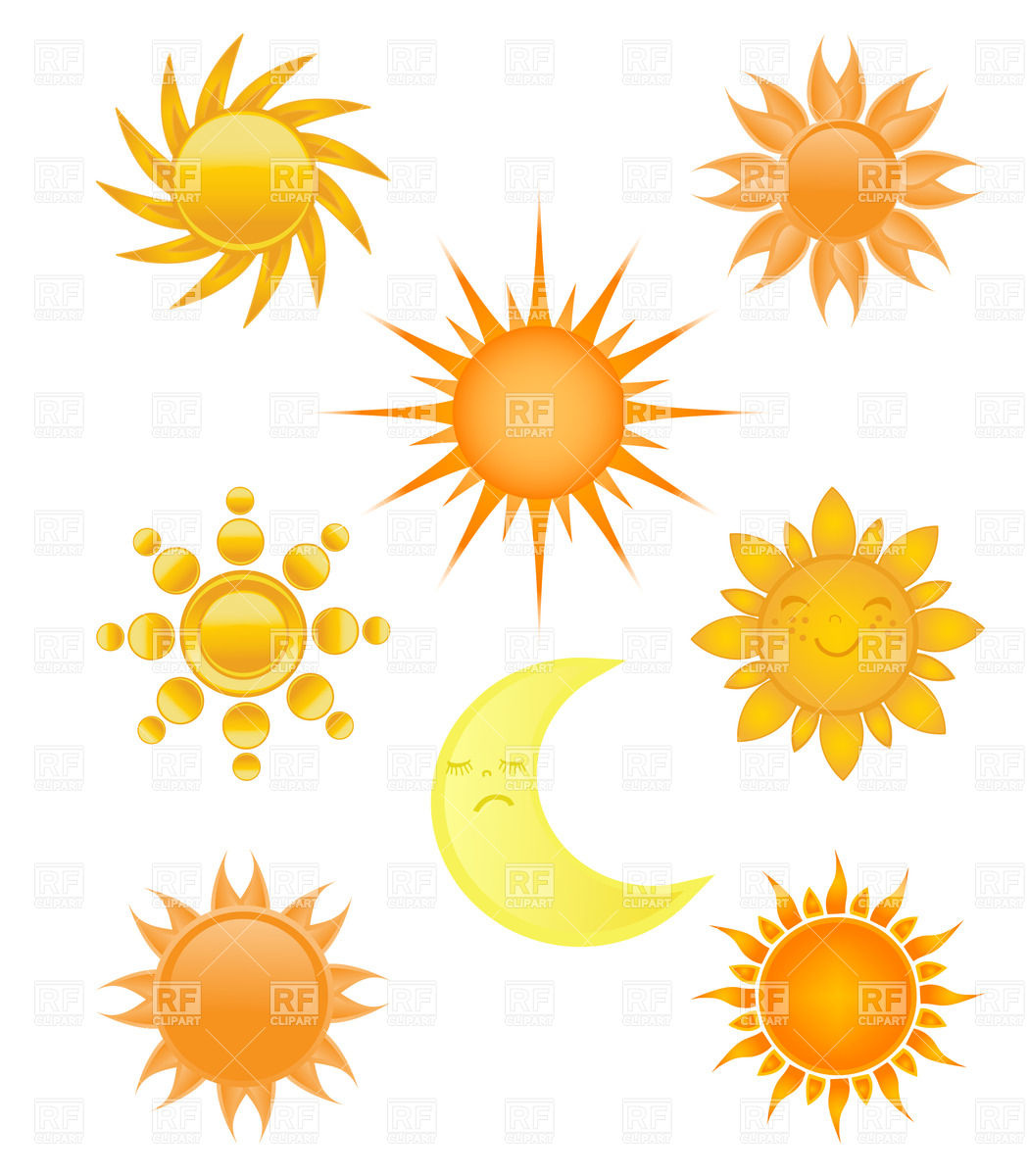 Sun And Moon  Collection Of Different Designs Download Royalty Free