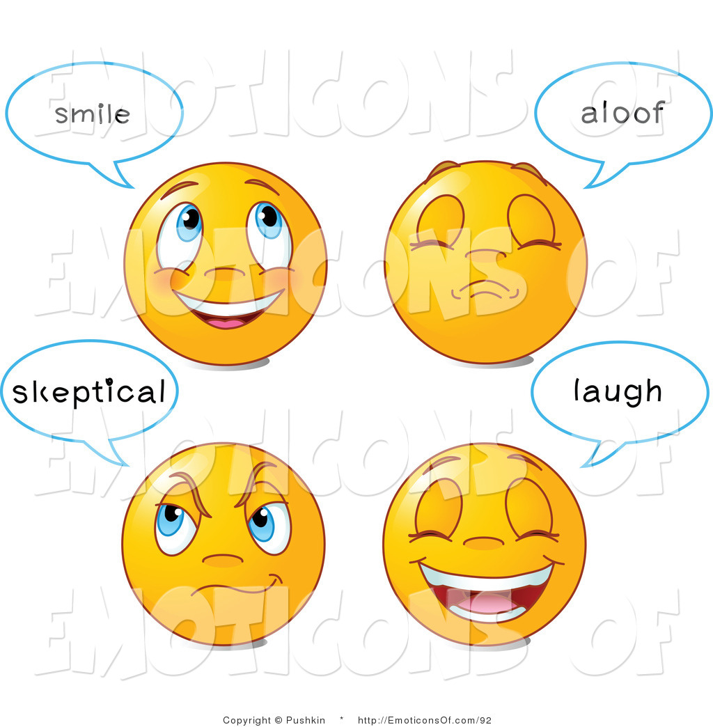 Vector Clip Art Of 4 Happy And Grumpy Emoticons With Statements By    