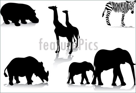 African Animal Silhouettes Illustration  Royalty Free Vector At