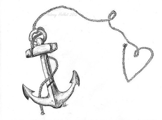 Anchor With Rope Heart Nautical Pen Sharpie Art Sketch By Aubrey    