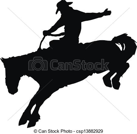 At Rodeo   Vector Silhouette Of Cowboy    Csp13882929   Search Clipart