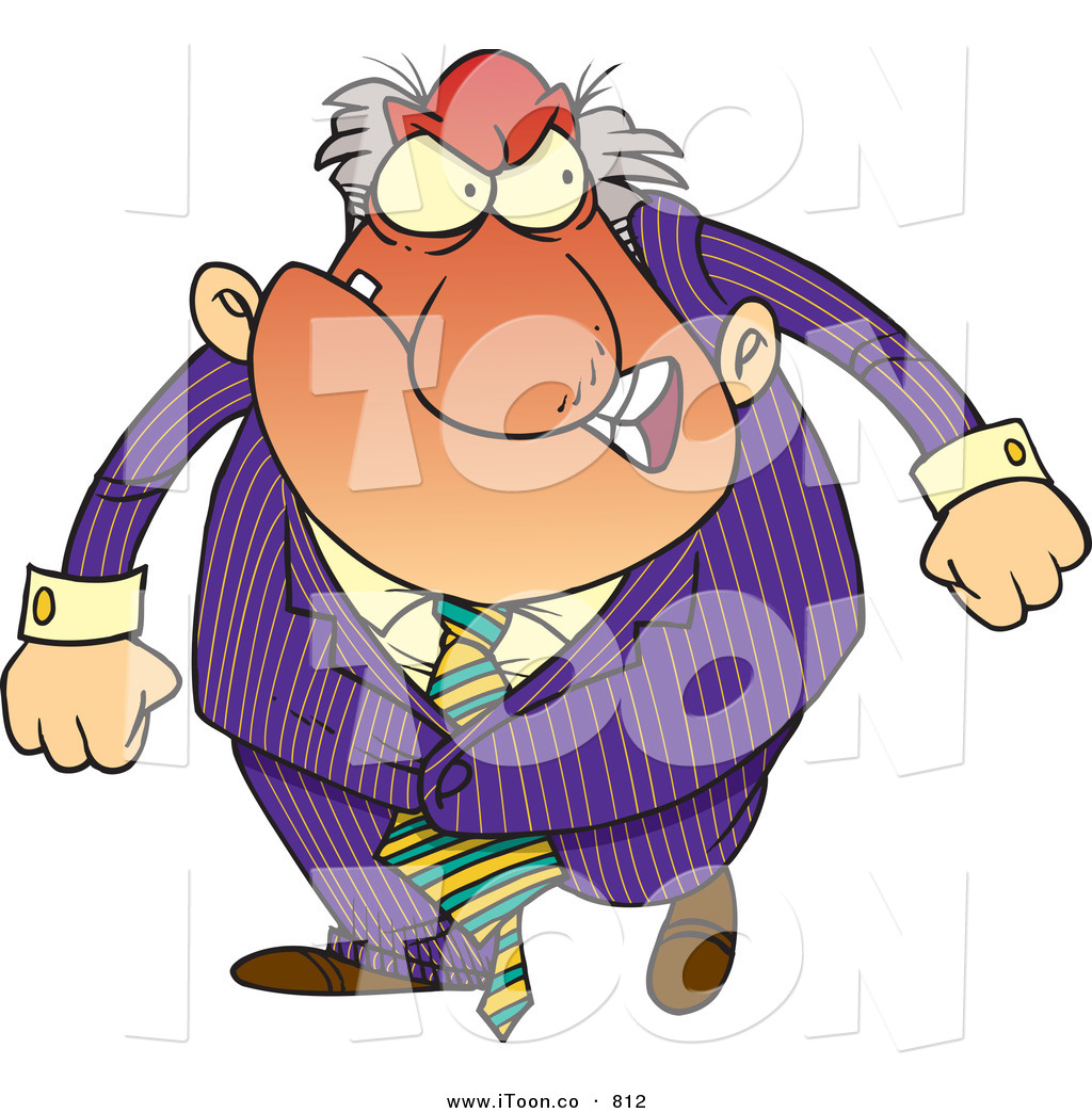 Boss Clipart Cartoon Red And Obese Mad Boss Man Gritting His Teeth By