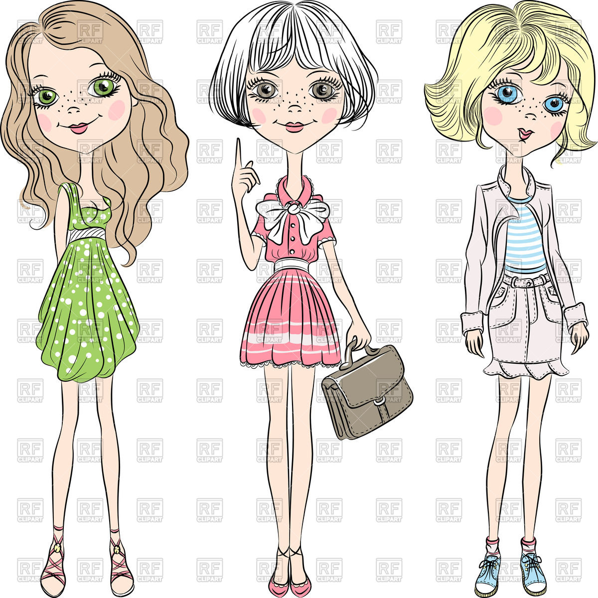 Cartoon Cute Beautiful Fashion Girl In Short Dress 43420 Download