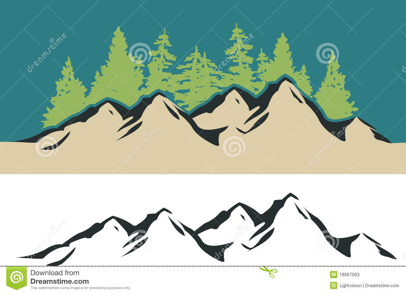 Clip Art Mountains And Trees Mountain And Trees