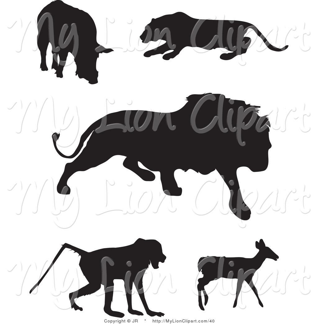 Clipart Of A Digital Collage Of African Animal Silhouettes  Boar