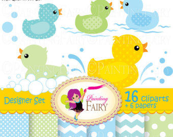 Digital Clipart Rubber Duck Ducklin G Baby Papers Fun Colorful    
