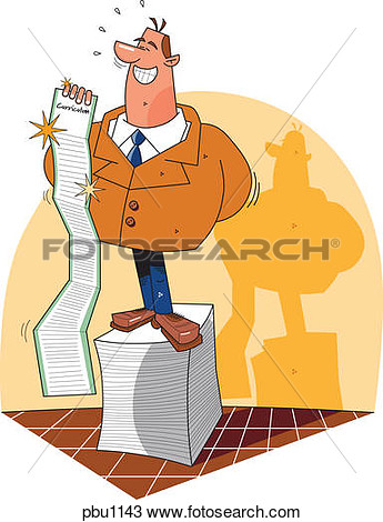 Drawing Of A Man Standing On A Podium Made Of Paper As He Is Holding A    