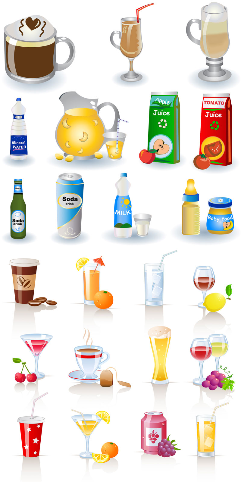 Drinks Vector Clipart 2 Sets Of Vector Drinks Cliparts Vector Icon
