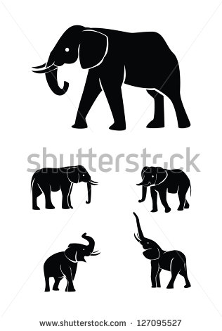 Elephant Set Silhouette Shutterstock  Eps Vector   Elephant Set    