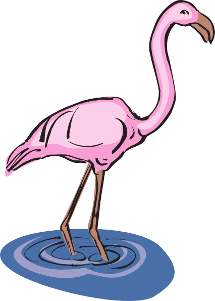 Flamingo Standing In Water Clip Art At Clker Com   Vector Clip Art