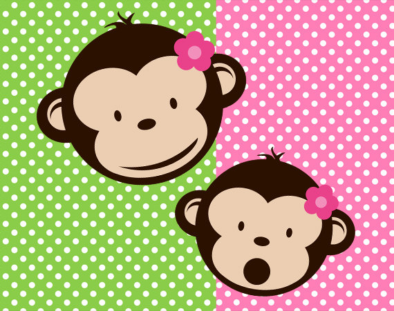 Girl Mod Monkey Clipart Set And Backgrounds For Personal Use Only