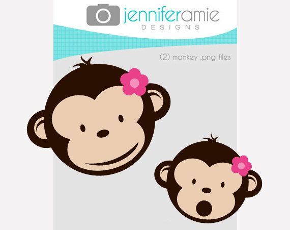Girl Mod Monkey Clipart Set For Personal Use Only 11x14 In  300 Dpi