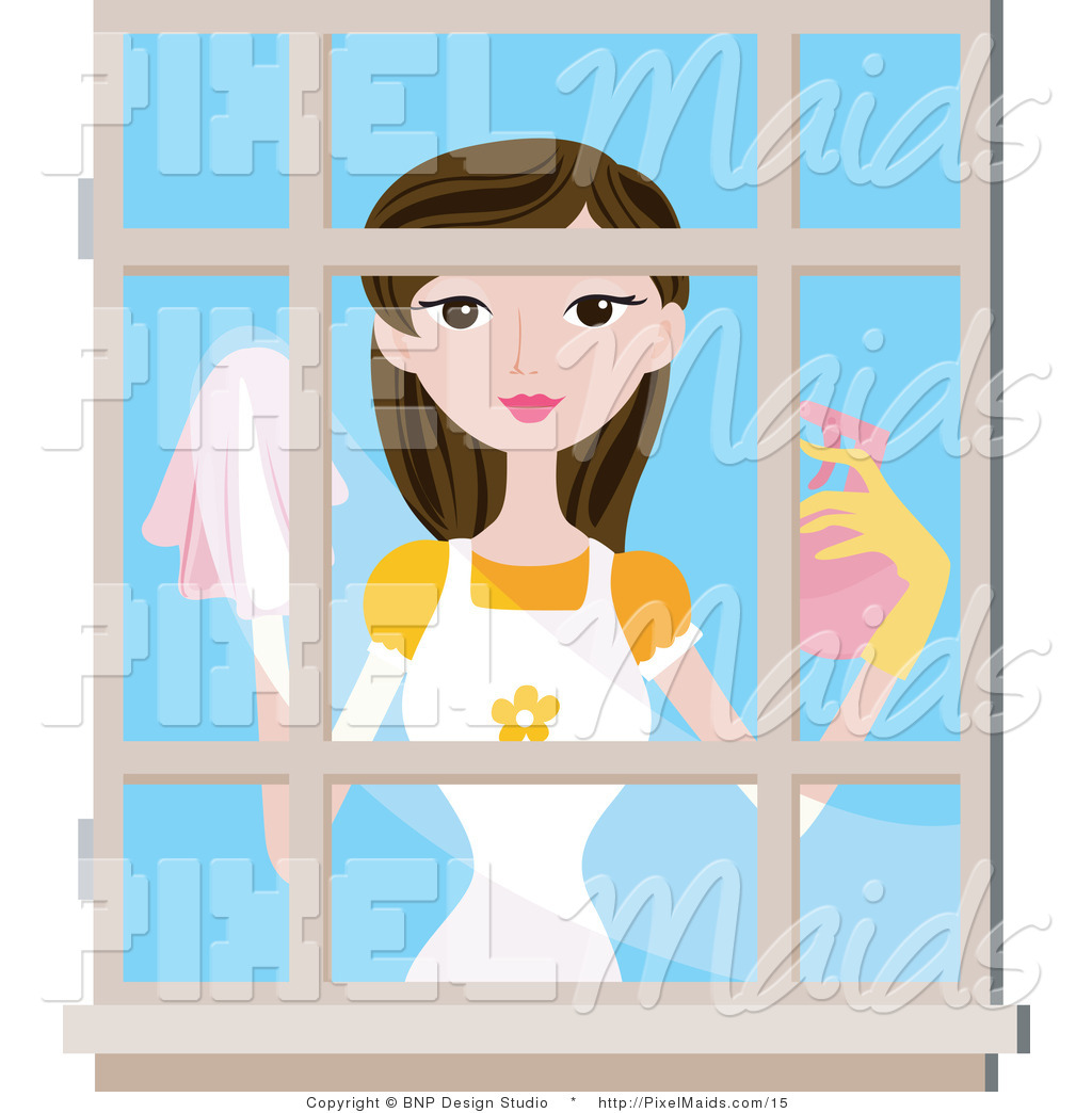 Larger Preview  Vector Clipart Of A Woman Washing Windows By Bnp