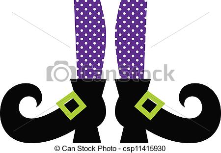 Of Cute Witch Legs Isolated On White   Purple Dotted Witch Legs