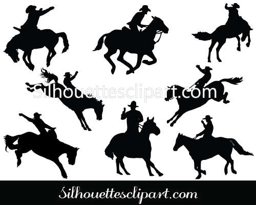 Rodeo Silhouette Vector With Cowboys On Top Get The Download Of These