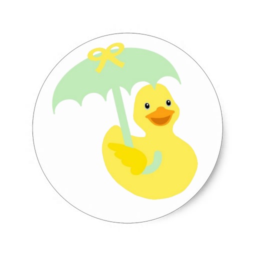 Rubber Ducky Baby Shower Sticker   Green Umbrella