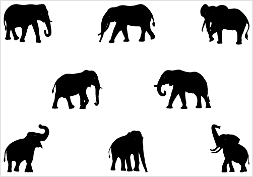 Silhouette Of Elephant In Vector Format   Silhouette Clip    