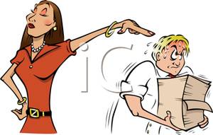 Snobby Boss Woman Commanding A Man To Work Hard Clipart Image
