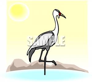 Standing In Water Under The Sun By Mountains   Royalty Free Clipart