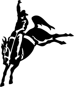 This Vinyl Decal Depicts A Rodeo Bucking Bronco Rider Silhouette