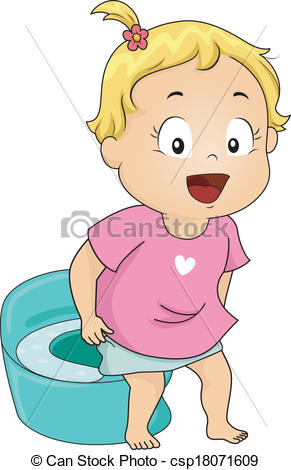 Vector Clipart Of Potty Training Girl   Illustration Of A Little Girl