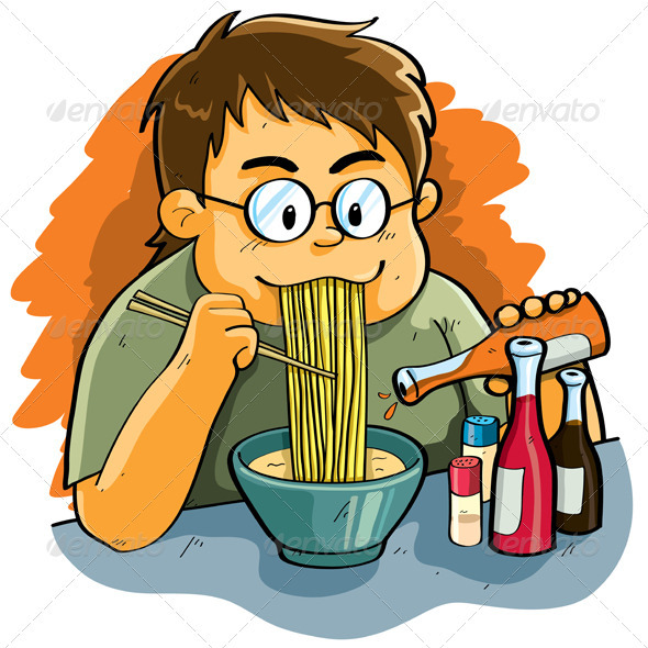 Vector   Graphicriver Man Eating Noodles 744827   Ugraphic Net