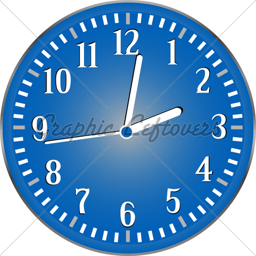 Vector Wall Blue Detailed Clock Isolated On White