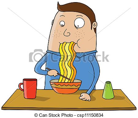 Vectors Of Eating Noodle   Man Eating Noodle Csp11150834   Search Clip
