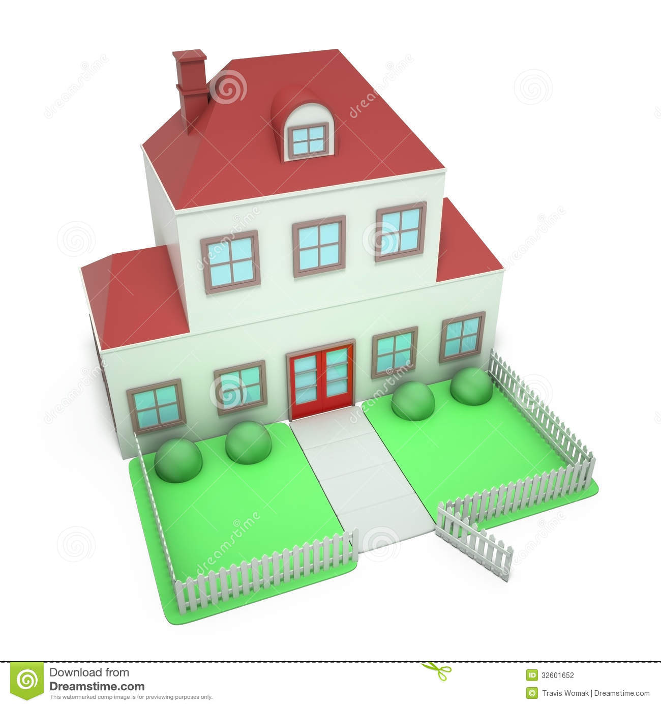 White Picket Fence House Clipart White Picket Fence House Stock