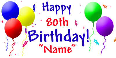 80th Birthday Blast Party Supplies   Personalized 80th Birthday Banner