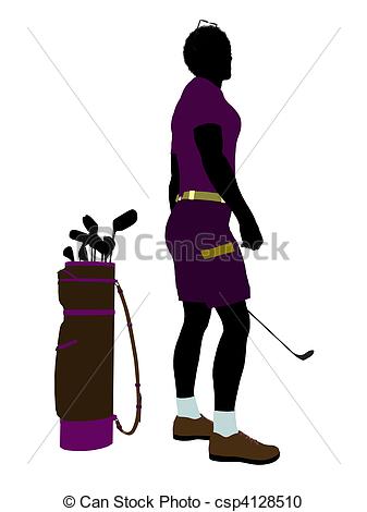 African American Male Golf Player Illustration Silhouette   Csp4128510