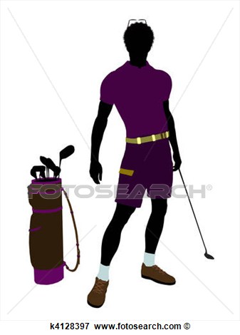 African American Male Golf Player Illustration Silhouette View Large