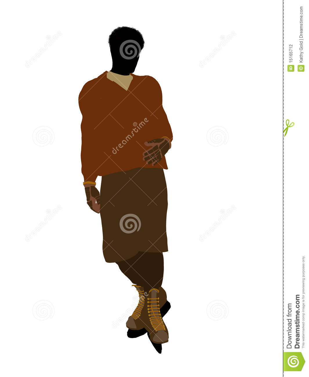 African American Male Hockey Player Art Illustration Silhouette On A