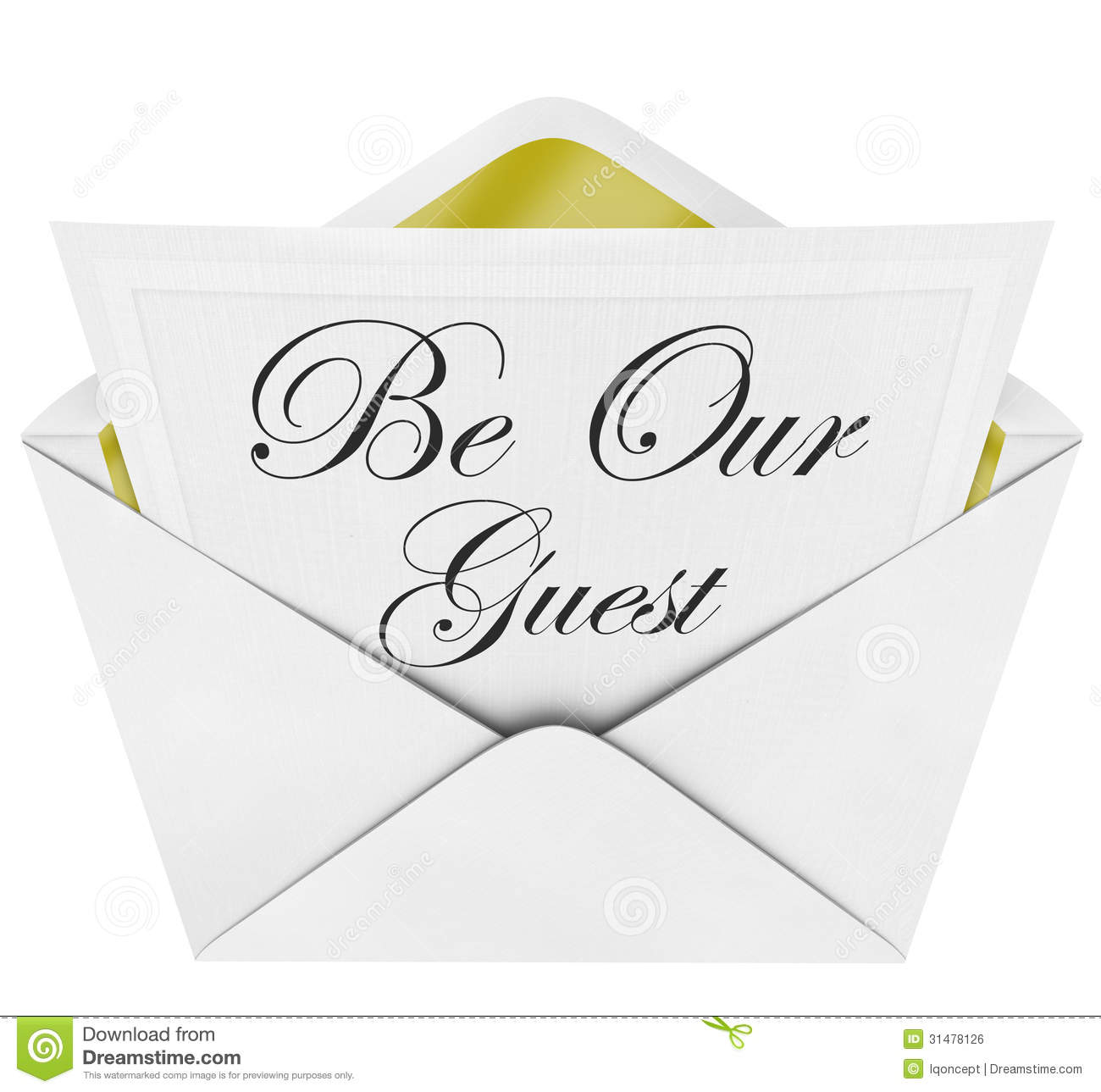 Be Our Guest Invitation Open Envelope Cordially Invited Royalty Free